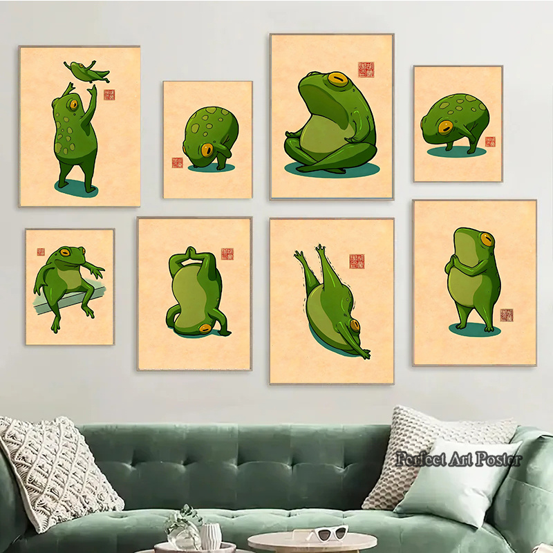 Home Decor Vietnam - Funny Cute Frogs Meme Poster Exercise