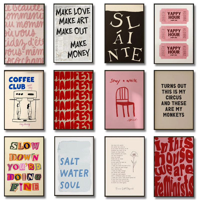 Home Decor Vietnam - 1pc Simple Trendy Text Printing Poster,