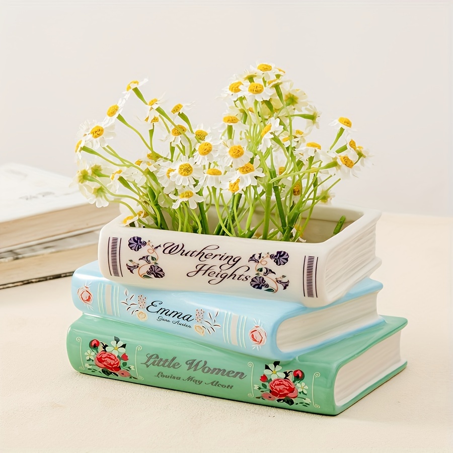 Home Decor Dopamine - 1pc Creative three-layer Ceramic Book Vase,