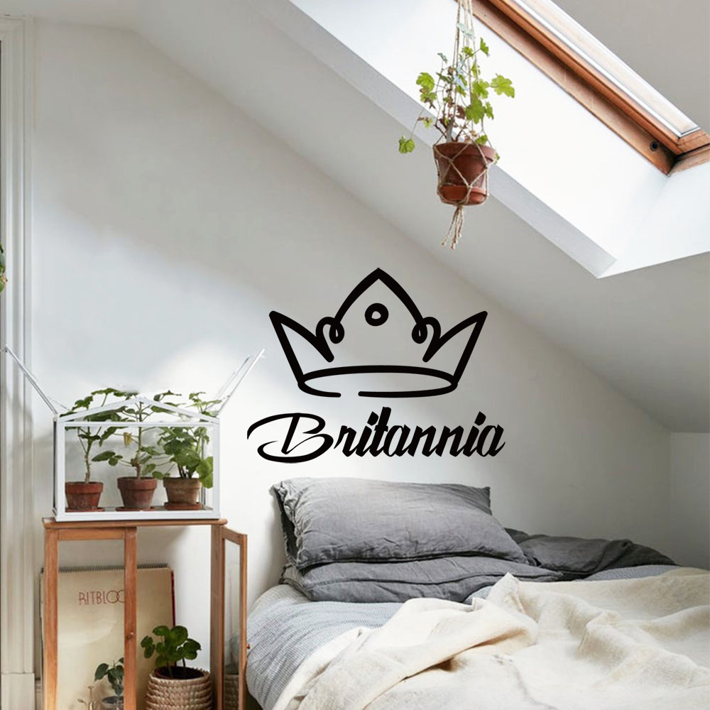 Home Decor Wallpaper - 1PC Romantic Crown Customizable Text Decorative