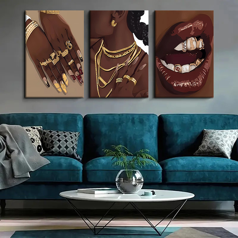 Abstract Oil Painting - 3pcs Framed Abstract Canvas Art Poster
