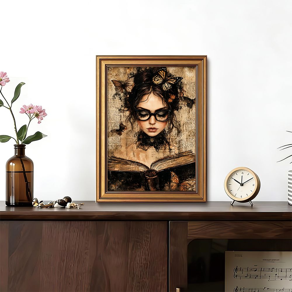 Abstract Oil Painting - Dark Academia Retro Wall Decor, Gothic