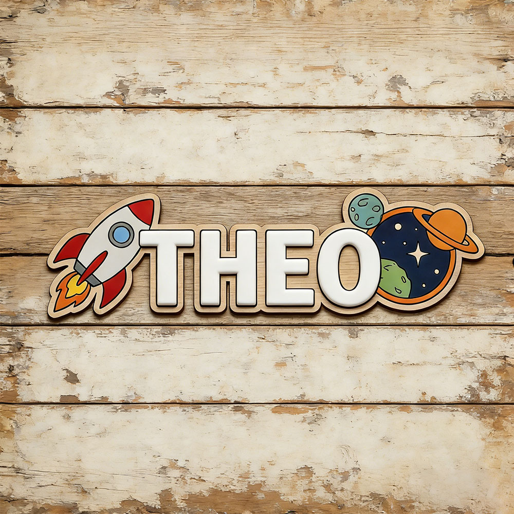 Home Decor Com - Personalized Space Rocket Name Sign for