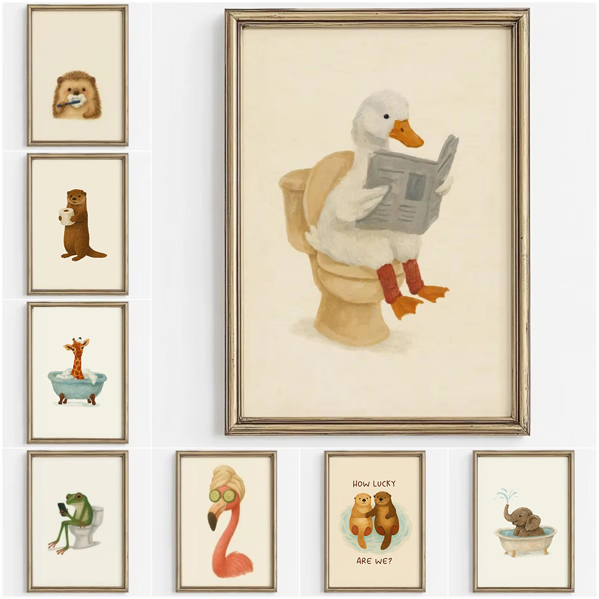 Home Decor Vietnam - Cute Animal Bubble Bath Wall Art