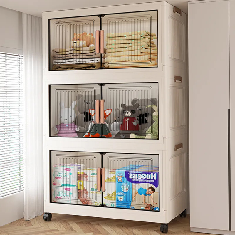 Home Decor Solution - Foldable Dustproof Storage Cabinet Wardrobe Sundries