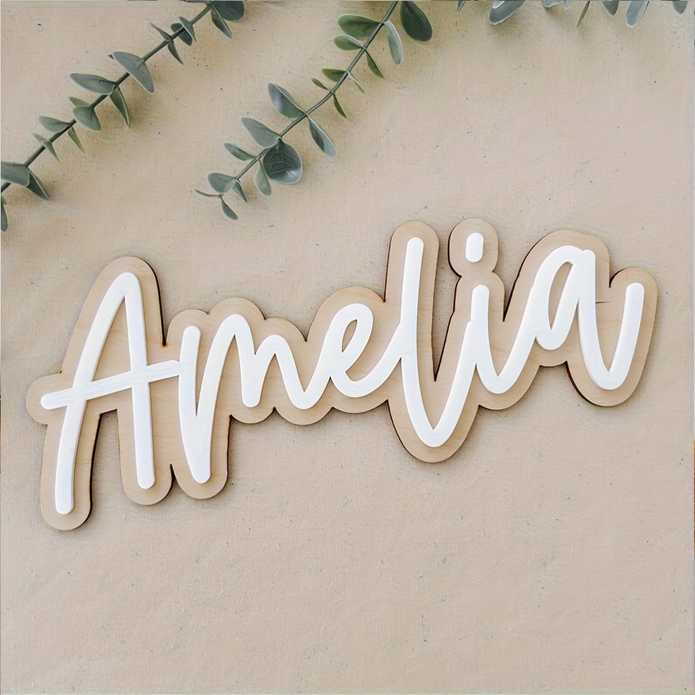 Home Decor Names - Customizable Double-Layered Wooden Name Plaque with