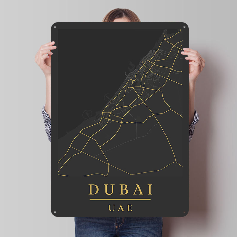 Home Decor Dubai - Dubai UAE Map Art Printed Poster