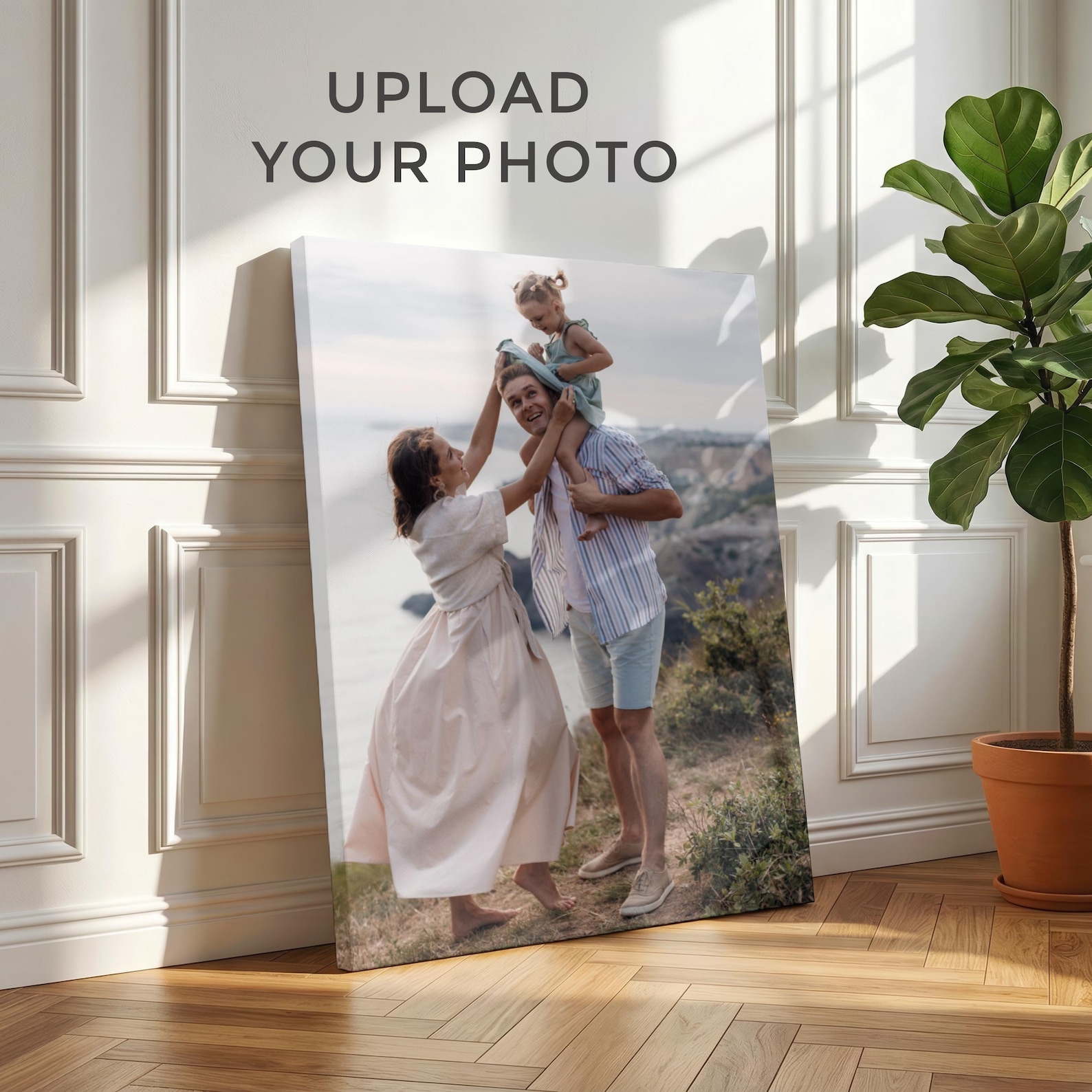 Home Decor Happy - Personalized Photo Canvas, Custom Family Wall