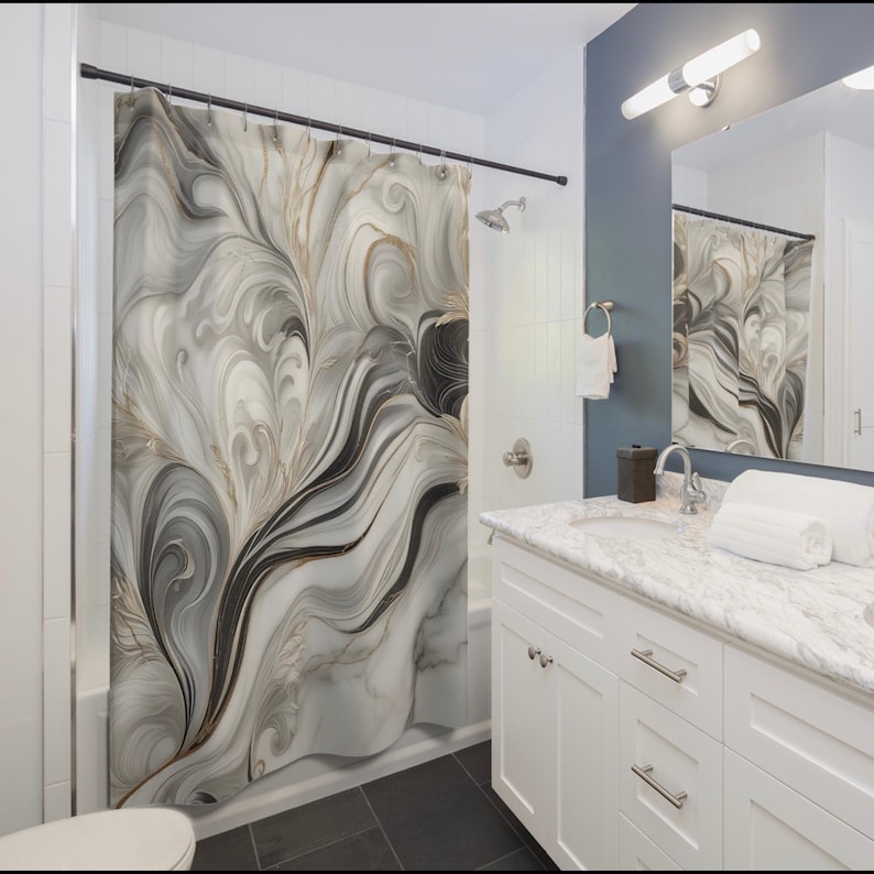 Home Decor Expo - Luxury Marble Stone Illusion Shower Curtain