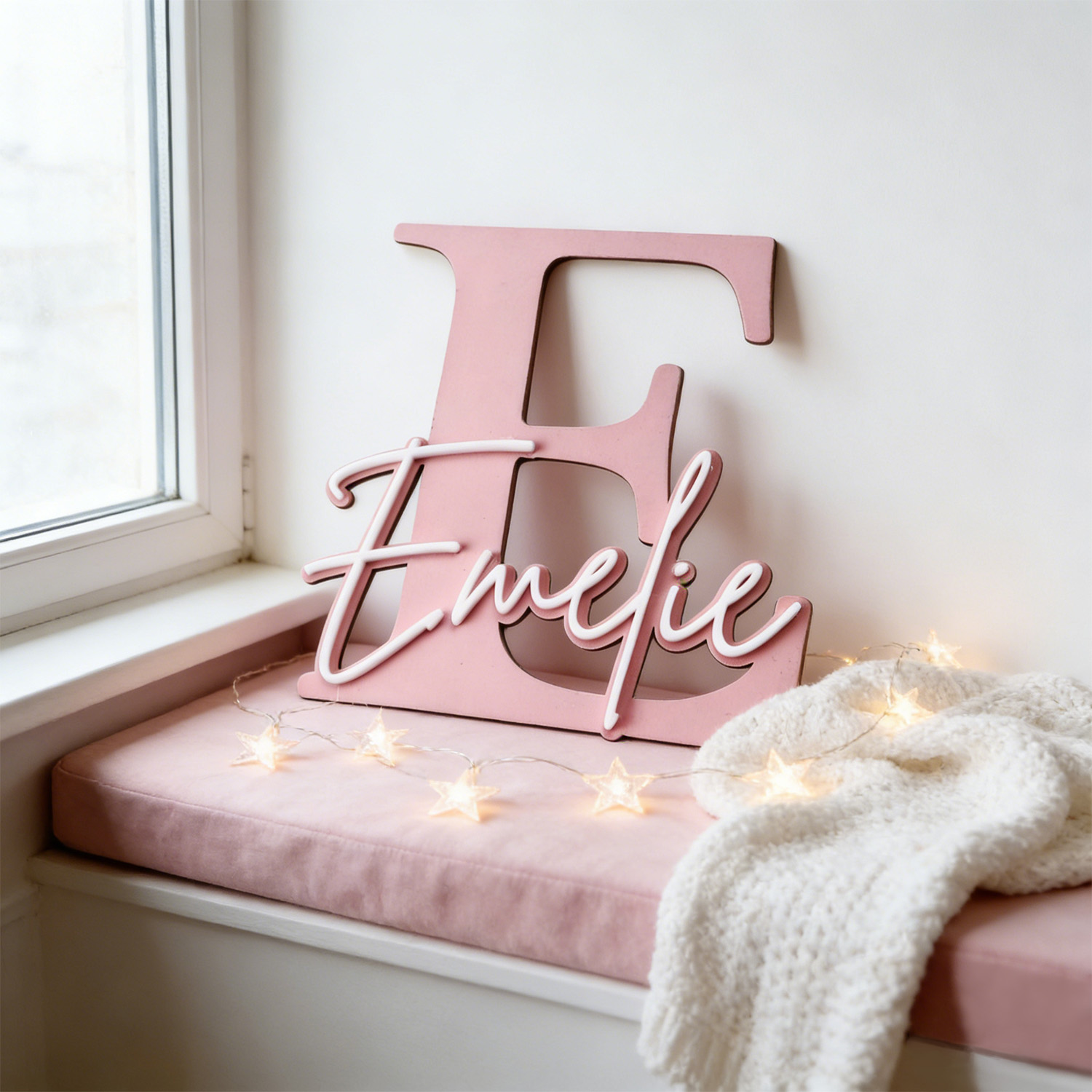 Home Decor Happy - 1pc Double-layer Wooden Name Decoration Plaque,