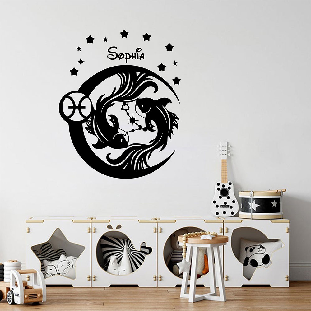 Home Decor Wallpaper - 1PC Diy Pisces Customized Text Sticker