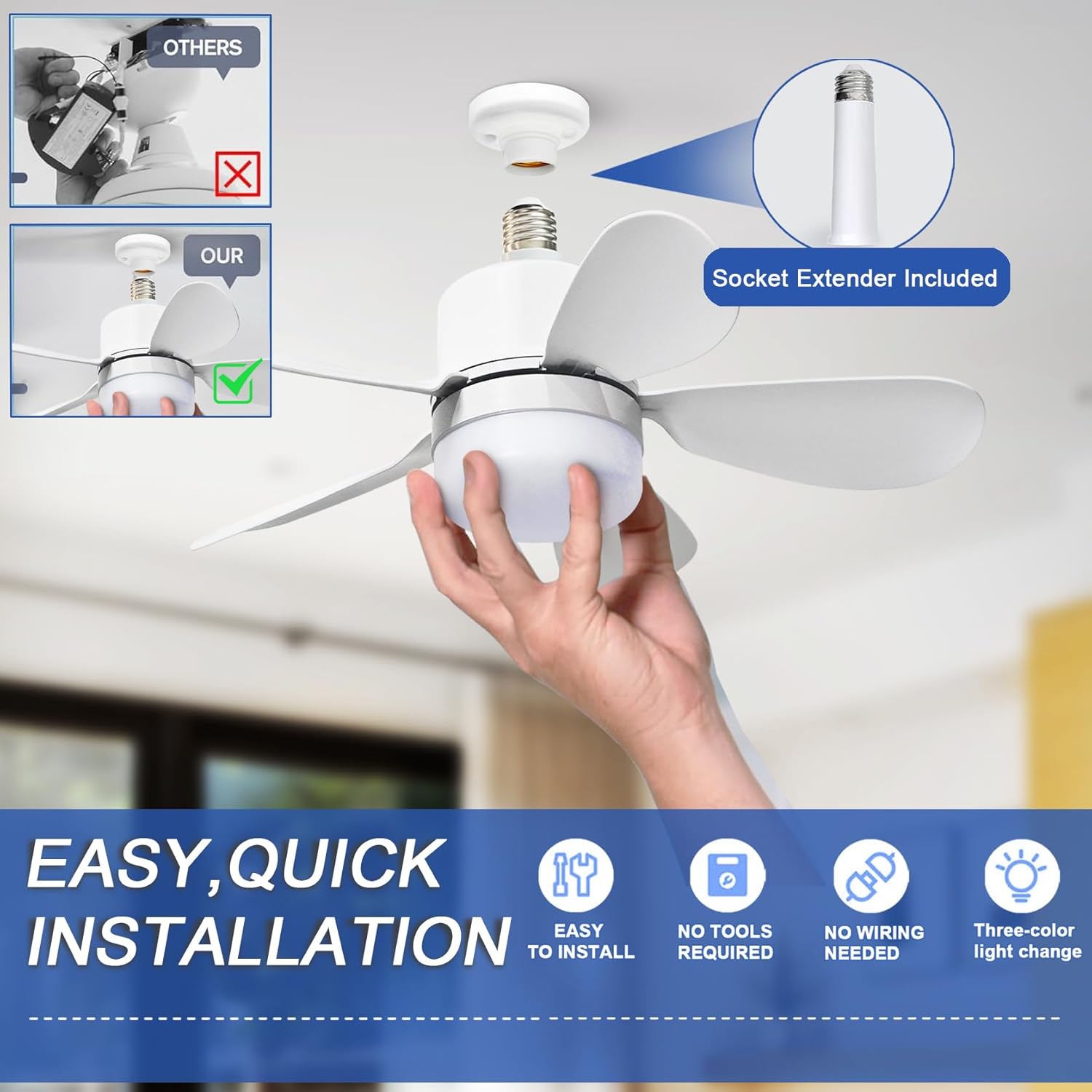 Socket Fan Light with Remote,  - Home Decor Lighting review and price