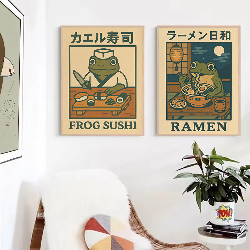 Japanese Retro Funny Frog Eati - Home Decor Vietnam review and price