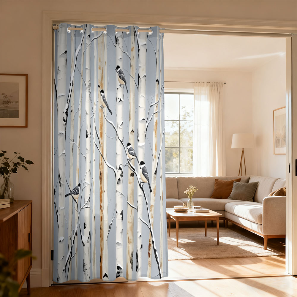 1pc birch forest titmouse prin - Home Decor Curtain review and price