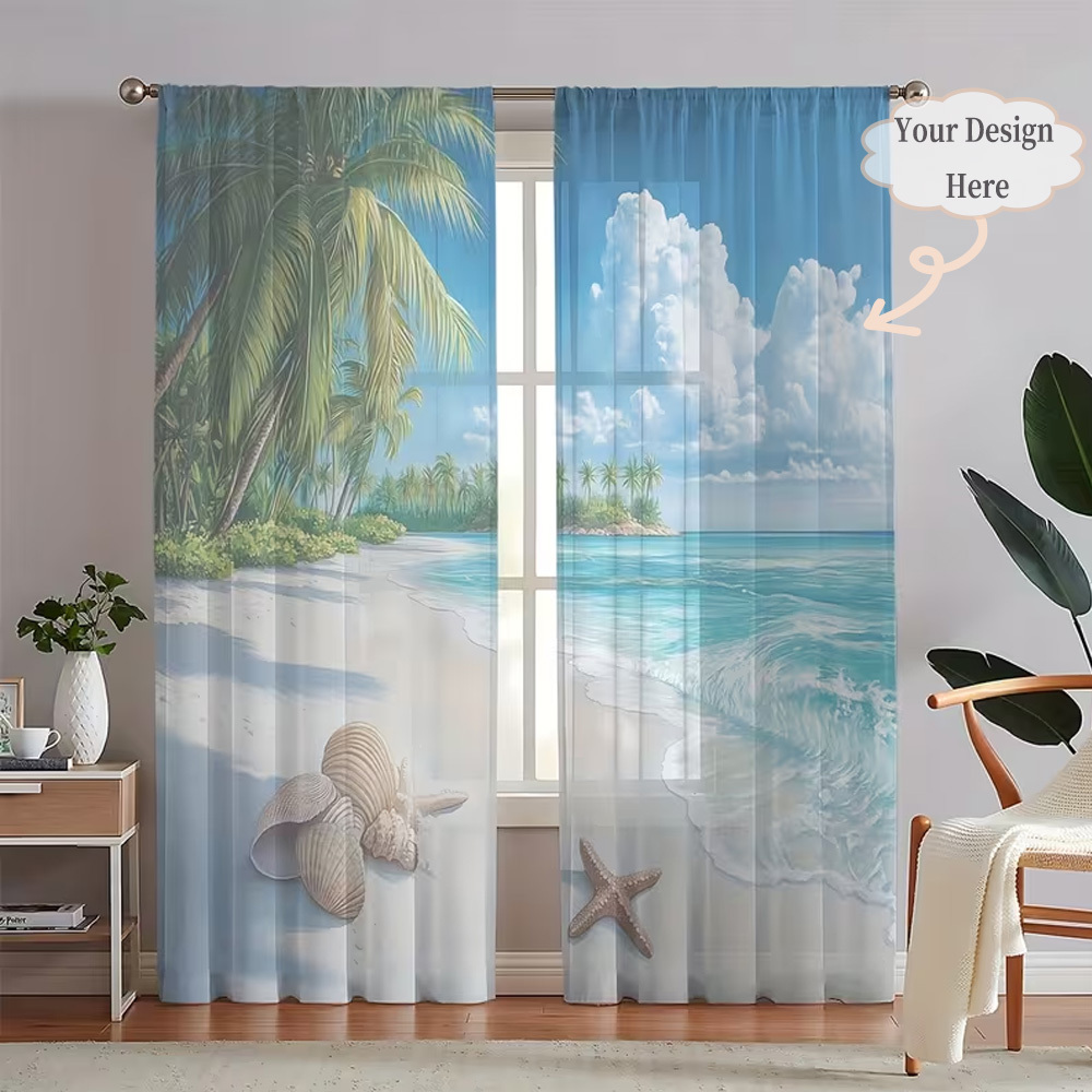 Custom 2D Flat 2pcs Sheer Curt - Home Decor Curtain review and price
