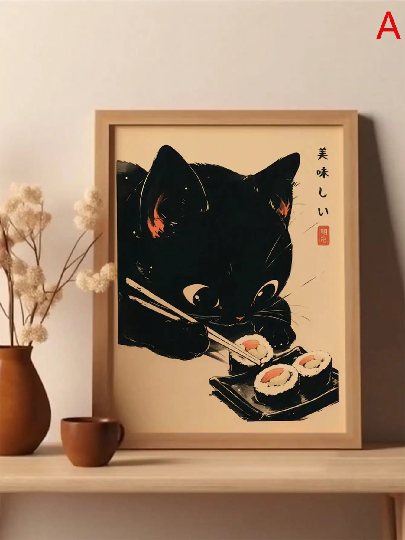 Cat Eating Japanese Ramen Sush - Home Decor Vietnam review and price