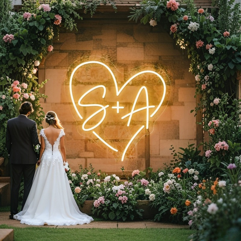 Custom Initials Heart LED Neon - Home Decor Com review and price