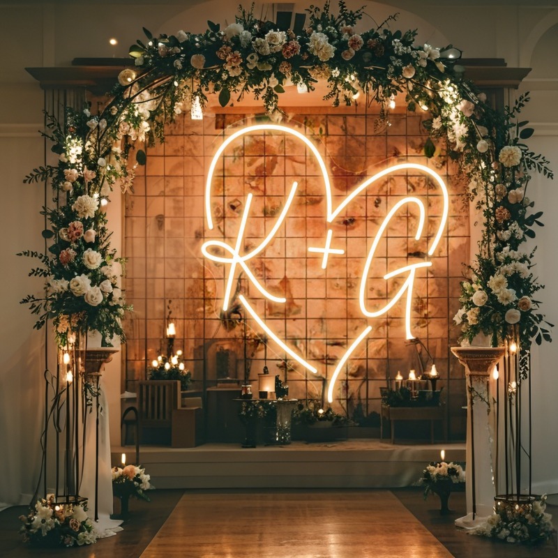 Custom Initials Heart LED Neon - Home Decor Com review and price