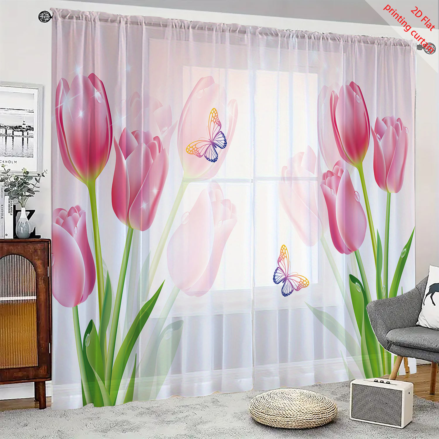 Pink tulip print transparent g - Home Decor Tulip review and price
