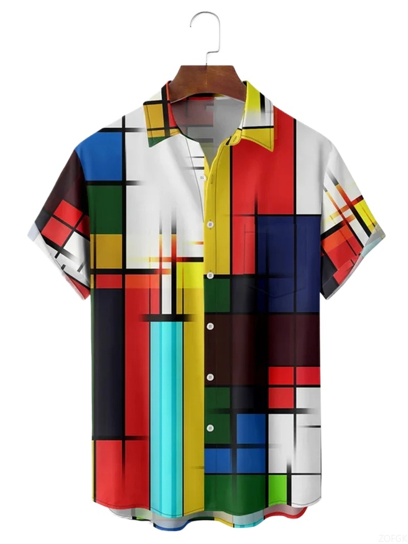 Men Shirts 3d Geometric Art Co - Abstract Oil Painting review and price