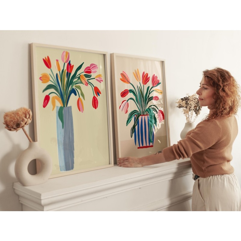 2pcs Tulip Flowers Canvas Wall - Home Decor Tulip review and price