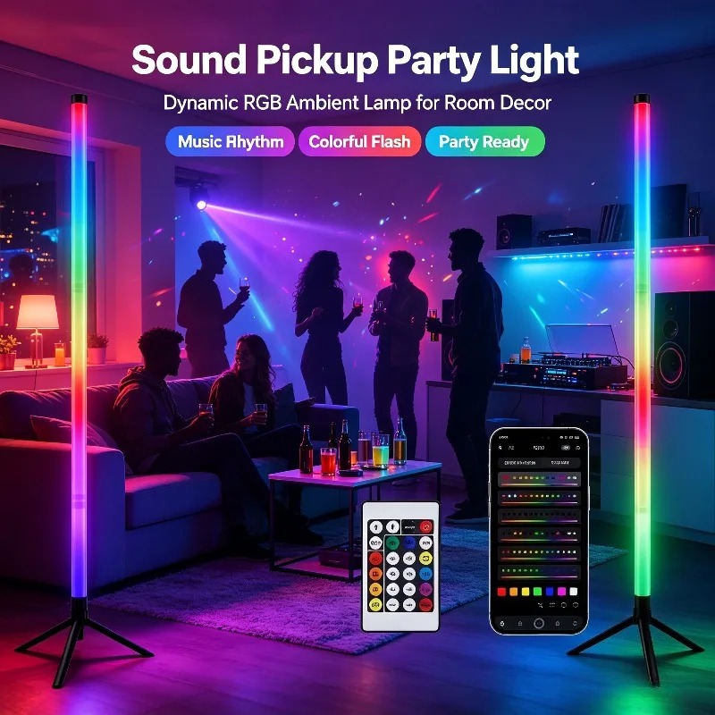 2PCS 120CM RGB Floor Lamp, Sou - Home Decor Lighting review and price