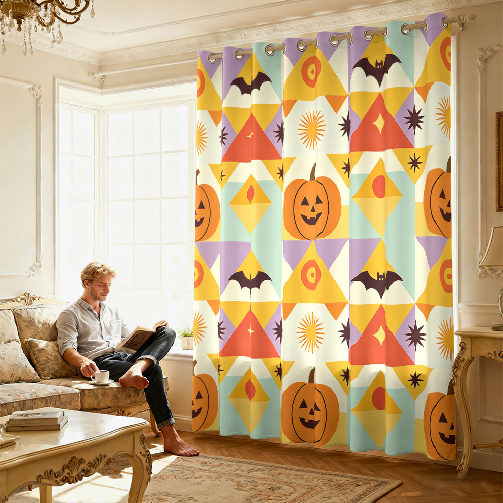 1pc Halloween pumpkin bat geom - Home Decor Curtain review and price