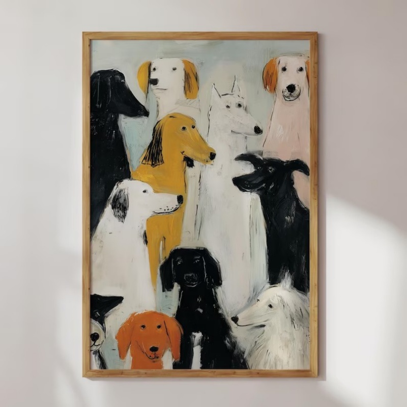Whimsical Dog Art Print Wall C - Home Decor Vietnam review and price