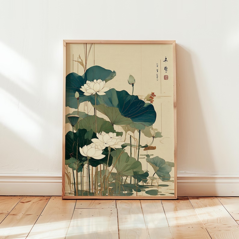 Retro Japanese Lotus Flower Wa - Home Decor Japanese review and price