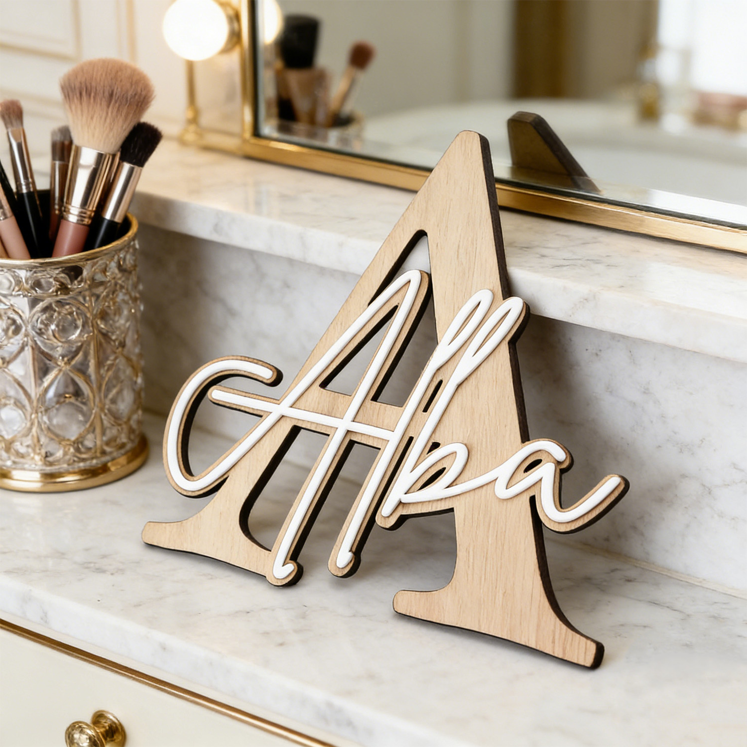 1pc Double-layer Wooden Name D - Home Decor Happy review and price