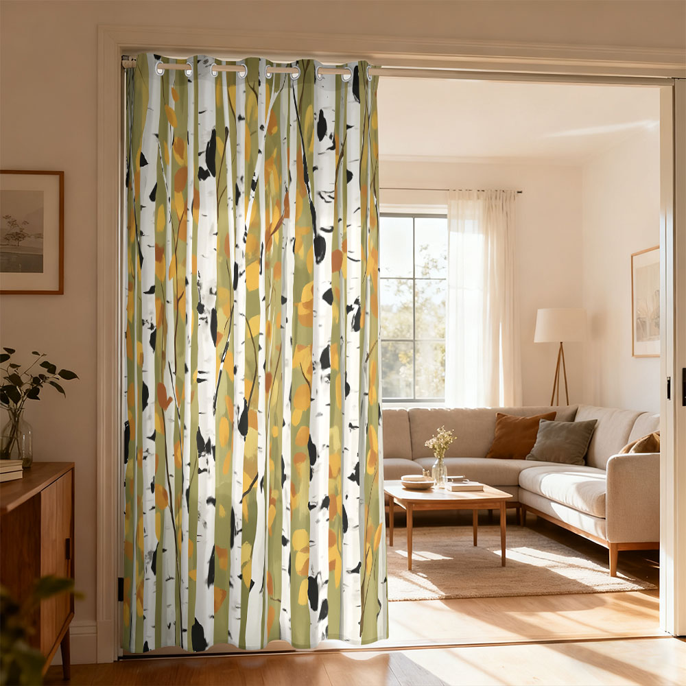 1pc autumn birch forest print  - Home Decor Curtain review and price